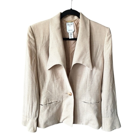 Celine Women's Houndstooth Blazer Size 36 - Picture 3 of 9